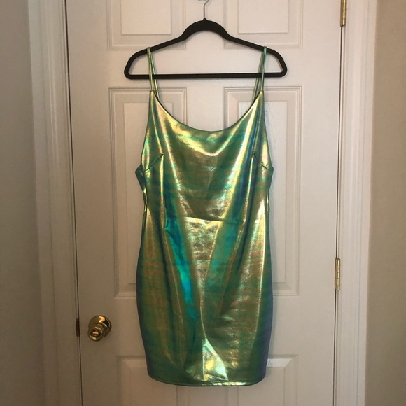 Fashion Nova Dresses & Skirts - Green Iridescent holographic party dress